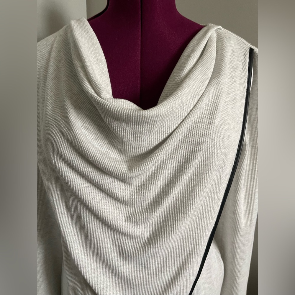 MNY thin thermal knit. Trimmed black leather shirt